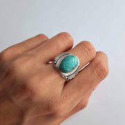 Ring aus Silber massiv mit türkisfarbenem Edelstein - Prana Ringe KOOMPLIMENTS