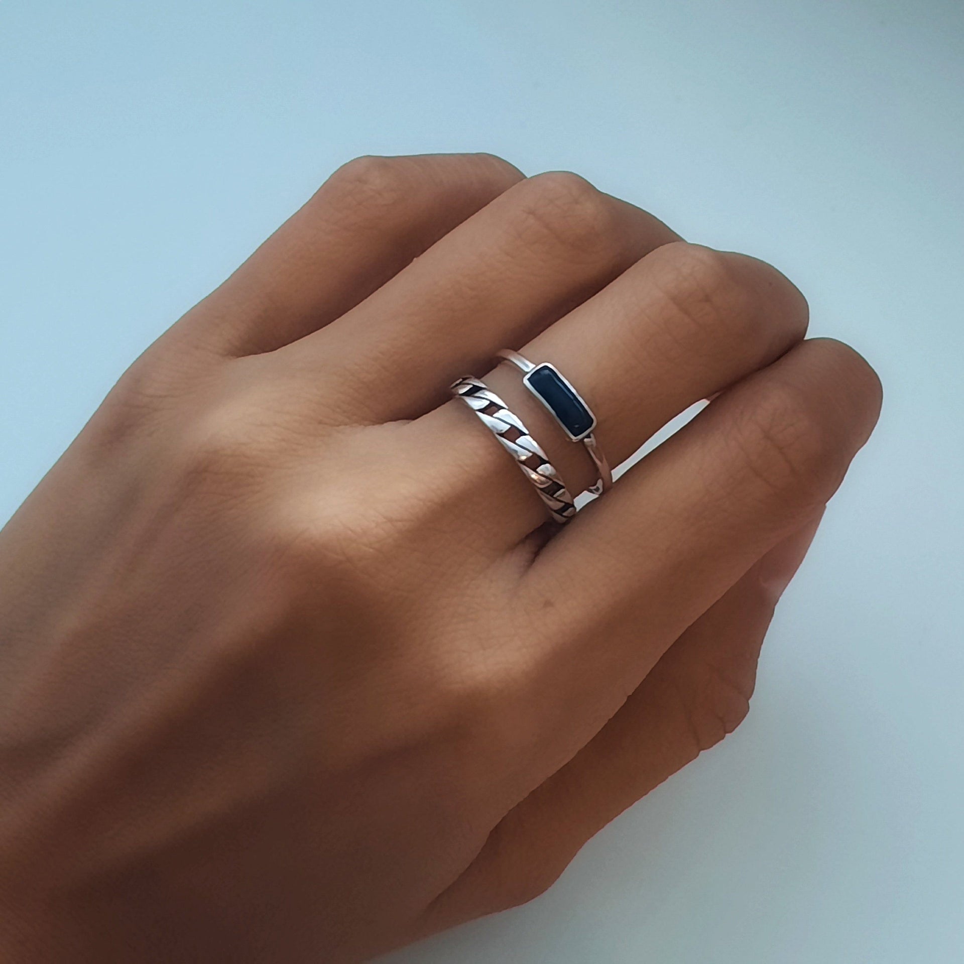 Ring für Frauen Silber Doppel Kette - Chain Ringe KOOMPLIMENTS