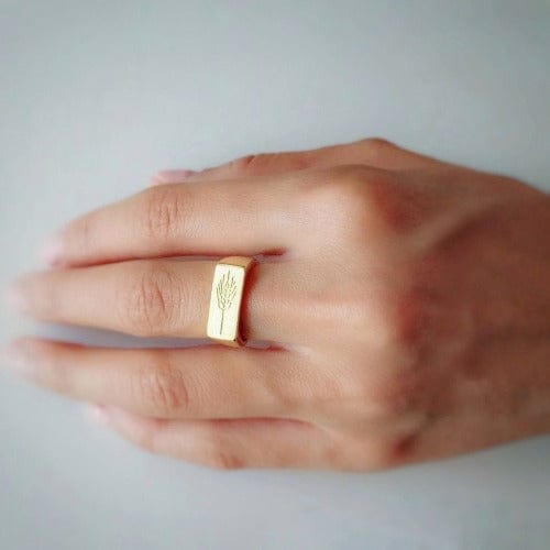 ring with engraved wheat ear, rings KOOMPLIMENTS