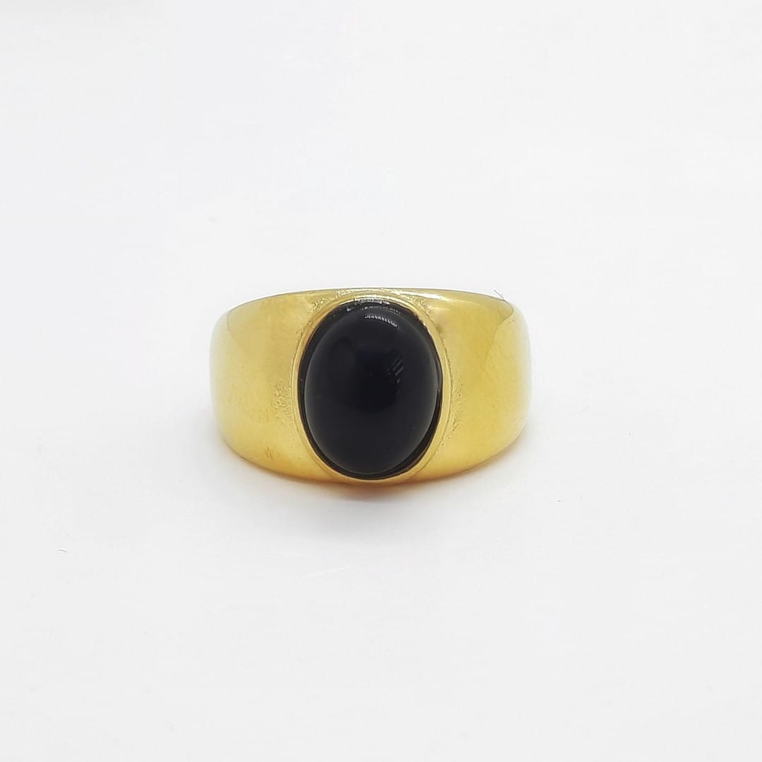 Ring mit schwarzem Stein Ringe KOOMPLIMENTS