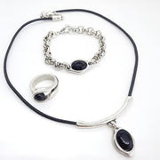 Rolo Silber Armband Schwarz - Fossilien Armband KOOMPLIMENTS