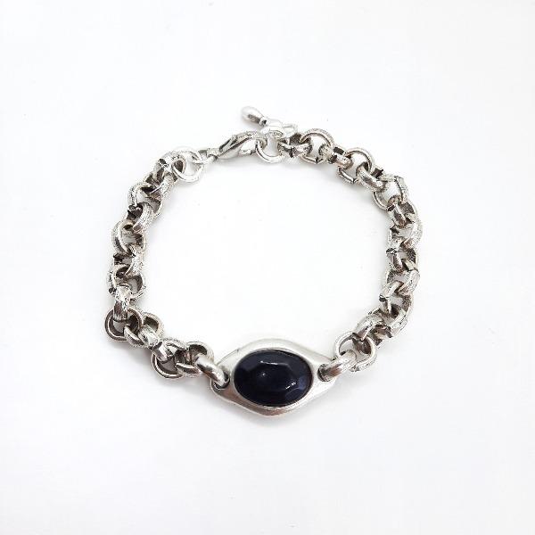 Rolo Silber Armband Schwarz - Fossilien Armband KOOMPLIMENTS
