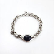 Rolo Silber Armband Schwarz - Fossilien Armband KOOMPLIMENTS