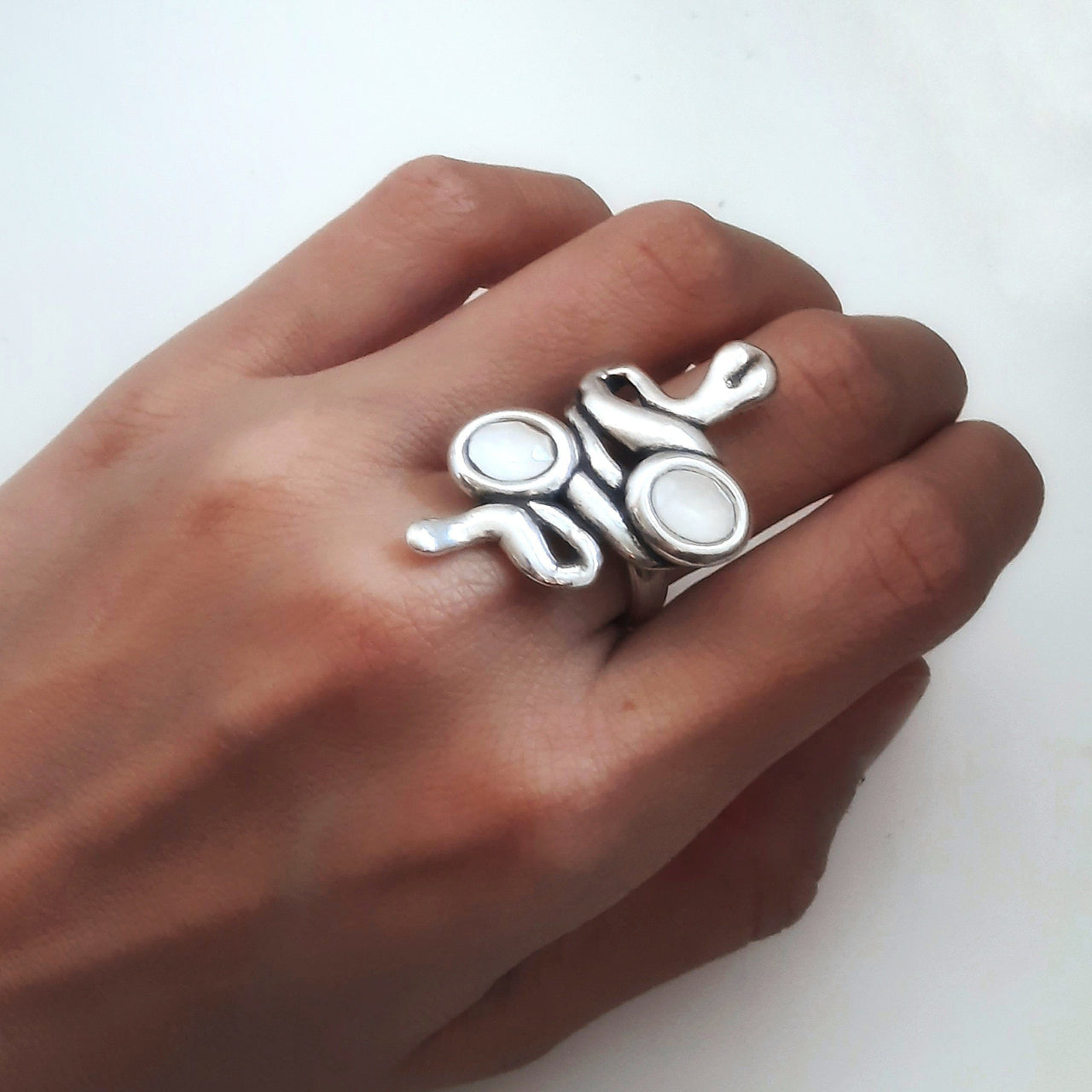 Schlangen Ring Silber mit Steinen - Serpiente Ringe KOOMPLIMENTS