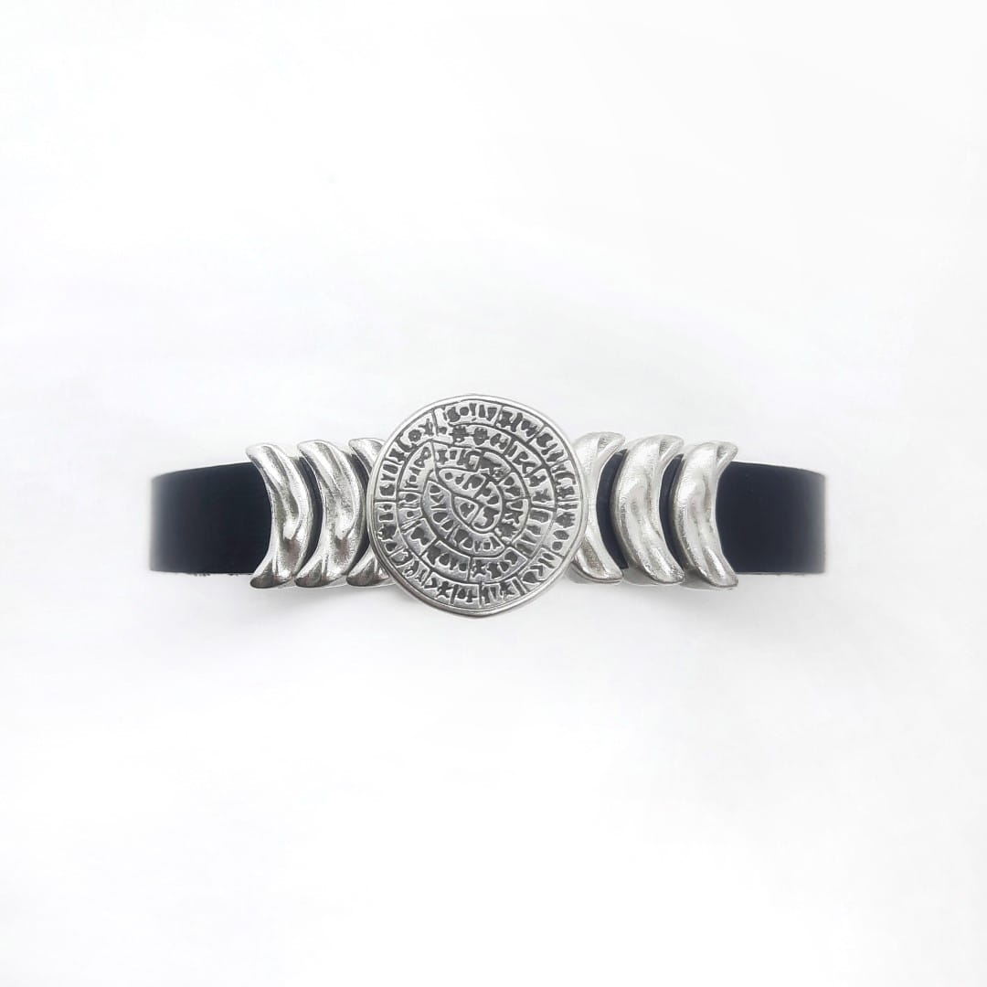Schwarzes Leder Armband - Phaistos Armband KOOMPLIMENTS