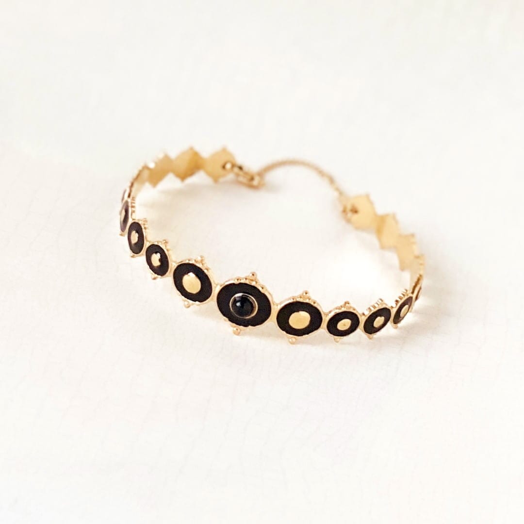 Schwarzes Starres Armband mit Kette - URIEL Armband KOOMPLIMENTS