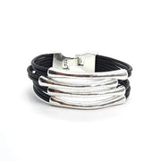 Schwarzes Wickelarmband Silber - Denia Armband KOOMPLIMENTS