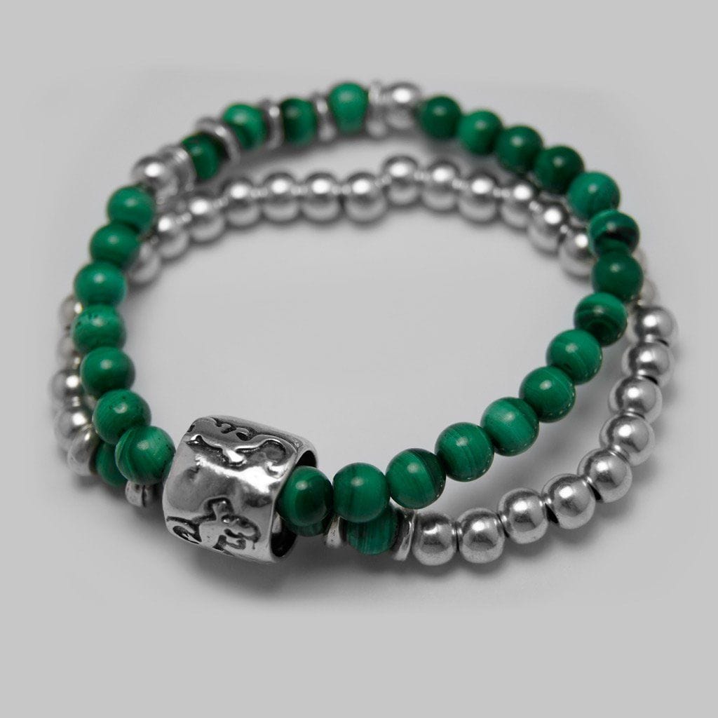 Set 2 natürliche armbänder mit Malachit Perlen - Eidechse Armband KOOMPLIMENTS