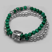 Set 2 natürliche armbänder mit Malachit Perlen - Eidechse Armband KOOMPLIMENTS
