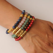 SET 5 Armbänder mit Gold Ethno-Zylinderperlen - Andino Armband KOOMPLIMENTS