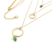 Set aus 3 geschichteten Halsketten mit grünem Malachit-Stein Colliers KOOMPLIMENTS