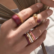 Set aus 3 Ringen 2 vergoldet und einer aus pflanzlichem Elfenbein - JULIET Ringe KOOMPLIMENTS