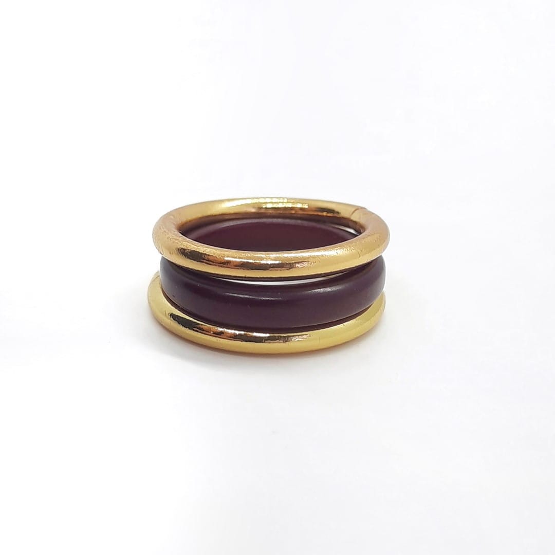 Set aus 3 Ringen 2 vergoldet und einer aus Tagua aus Kolumbien - JULIET Ringe KOOMPLIMENTS