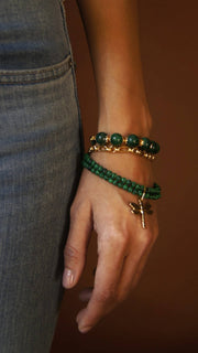 Set aus mehreren Armbändern mit natürlichem Malachit stein - Dragonfly Armband KOOMPLIMENTS