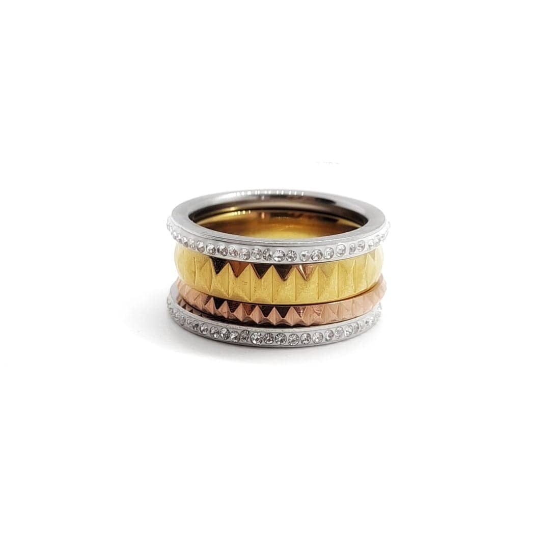 Set mit 4 Ringen mit Zirkonen - 3 Farben Ringe KOOMPLIMENTS