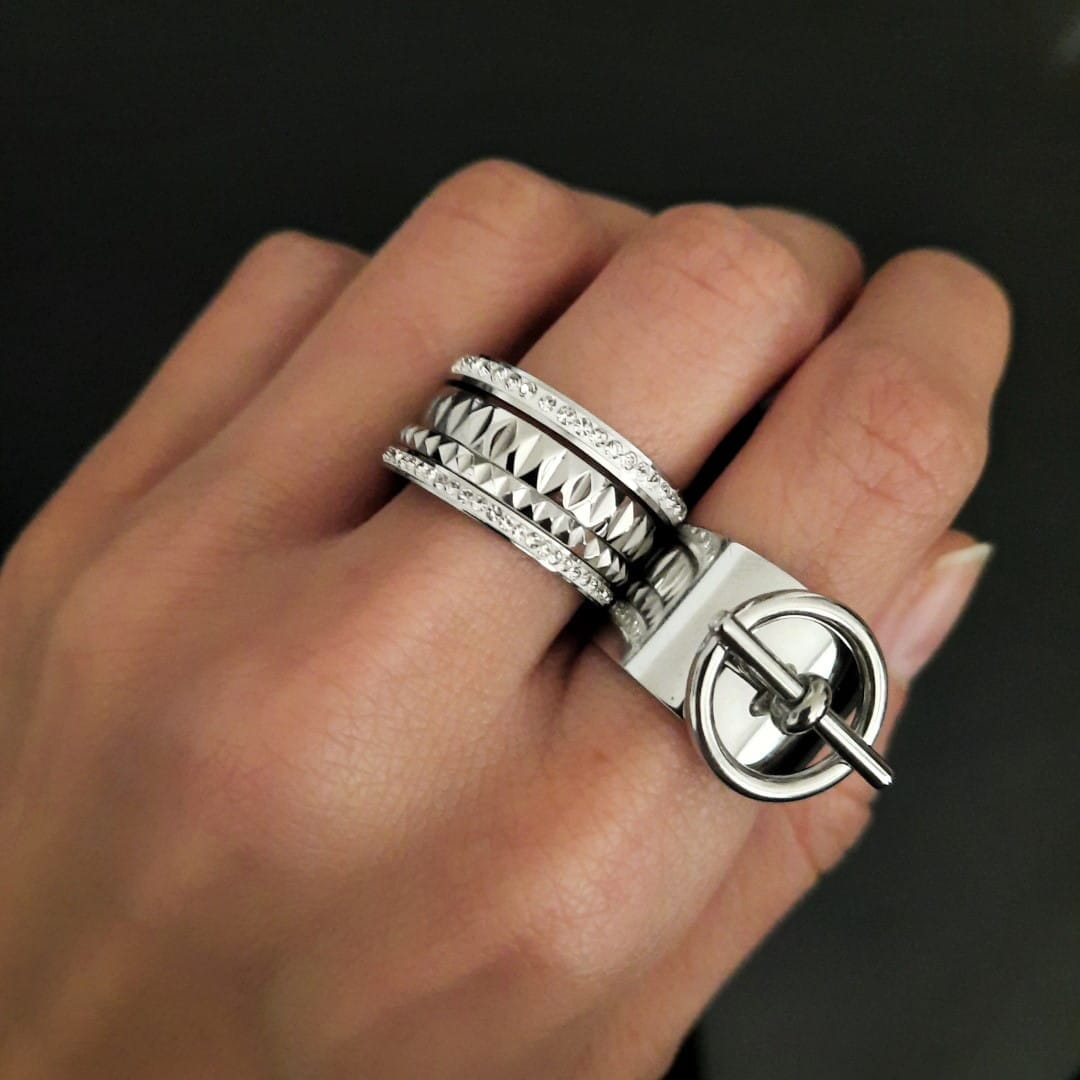 Set mit 4 Ringen mit Zirkonen - Ring Stacking Ringe KOOMPLIMENTS