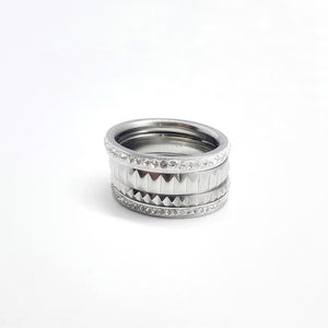 Set mit 4 Ringen mit Zirkonen - Ring Stacking