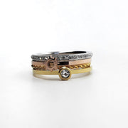 Set mit 4 Ringen mit Zirkonia und Sonne - 3 Farben Ringe KOOMPLIMENTS
