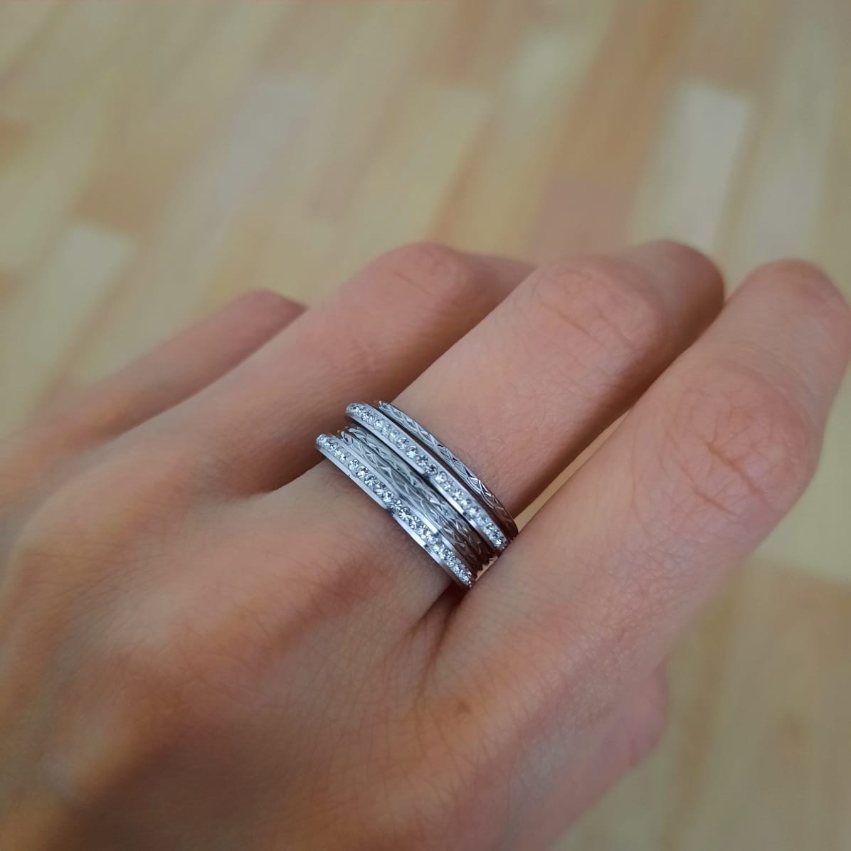 Set mit 5 Ringen mit Zirkonia - Memory Ringe KOOMPLIMENTS