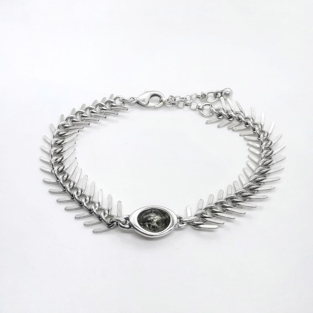 Silber Armkette Tausendfüssler - Black Diamond Armband KOOMPLIMENTS