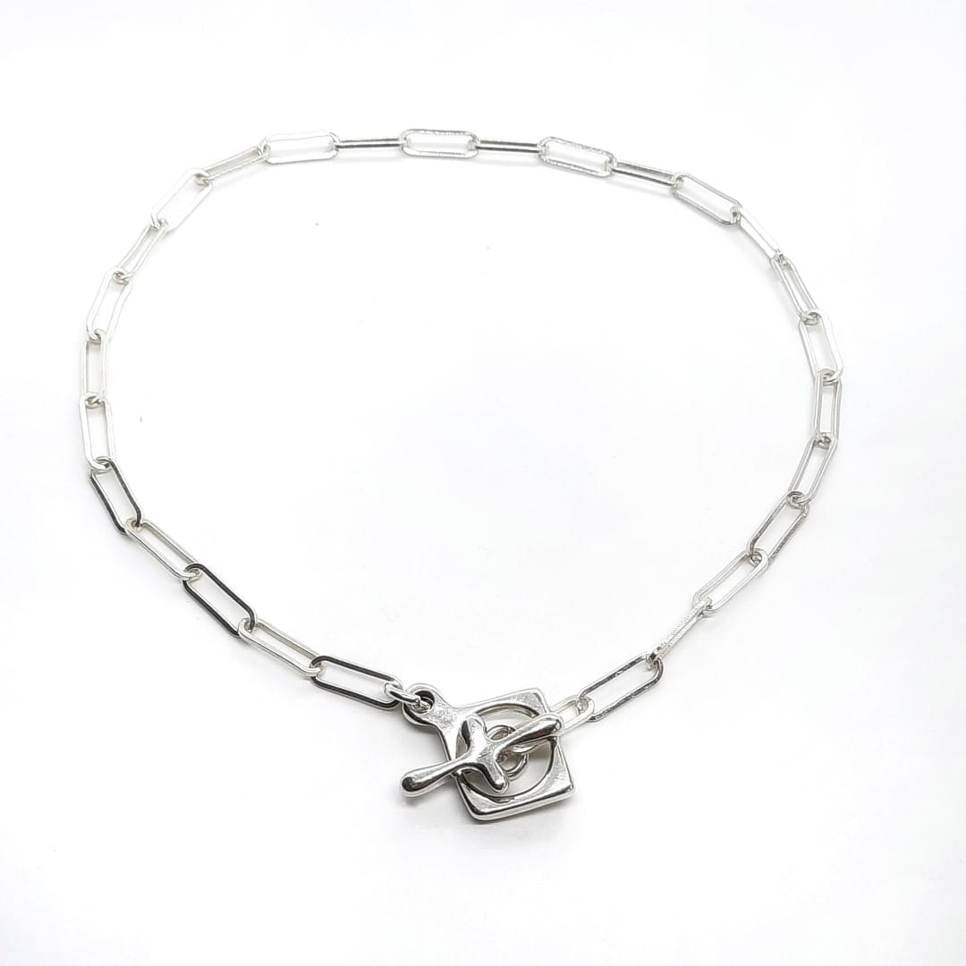 Silber Choker mit T-Verschluss Halsketten KOOMPLIMENTS 