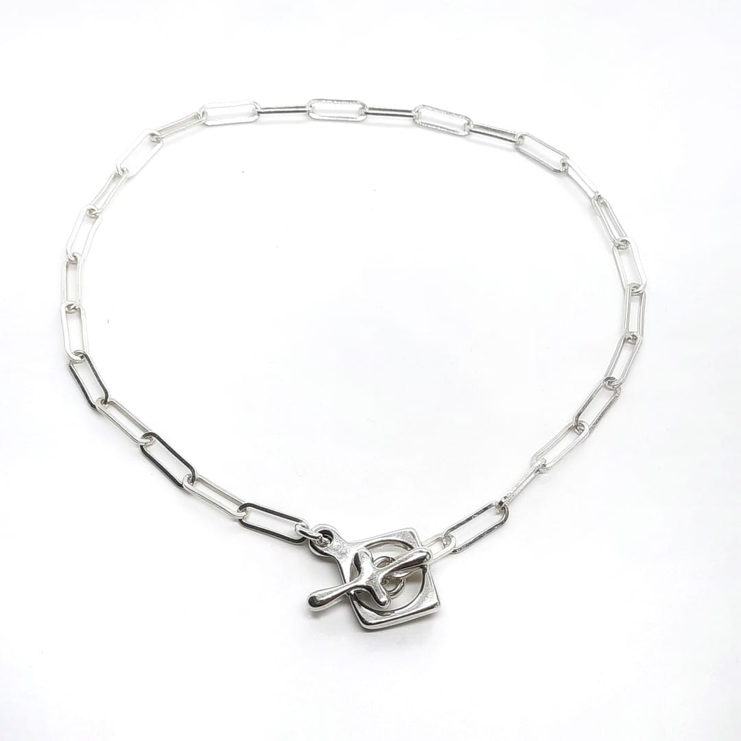 Silber Choker mit T-Verschluss Halsketten KOOMPLIMENTS