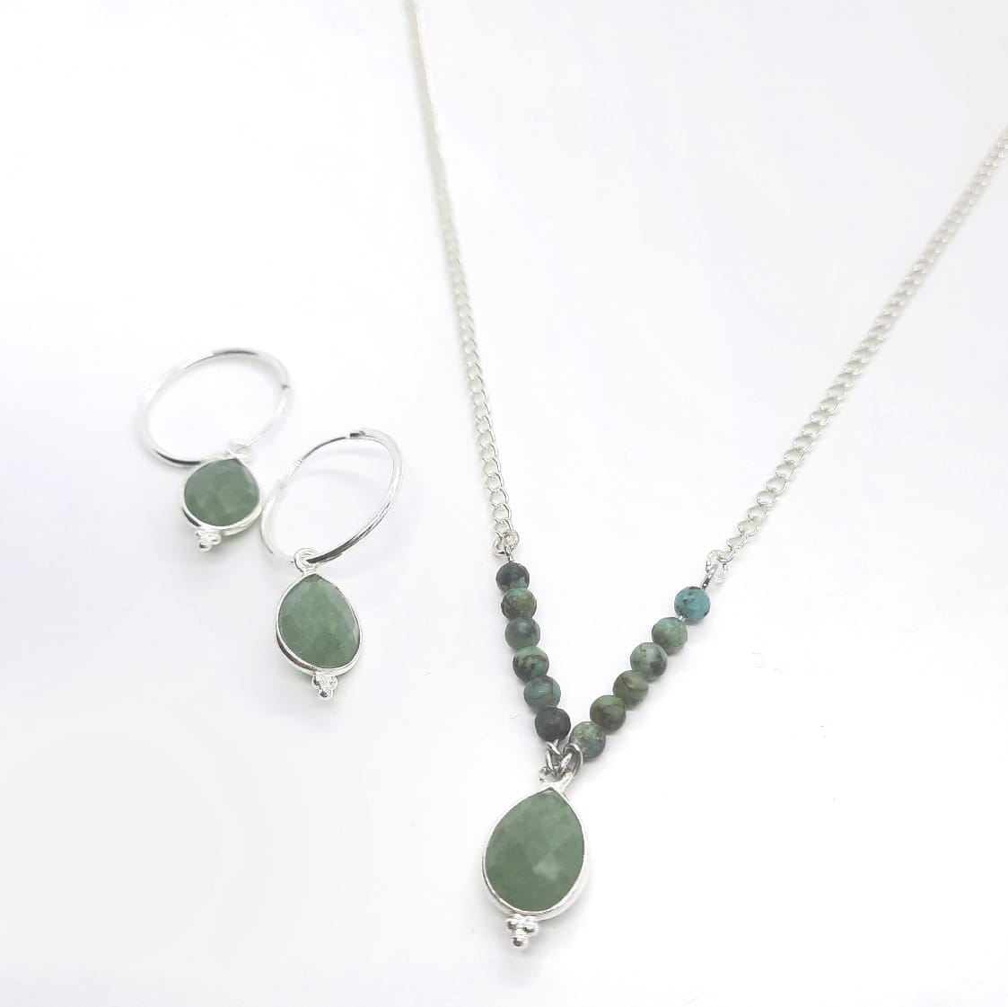 Silber Creolen mit Aventurinstein Ohrringe KOOMPLIMENTS