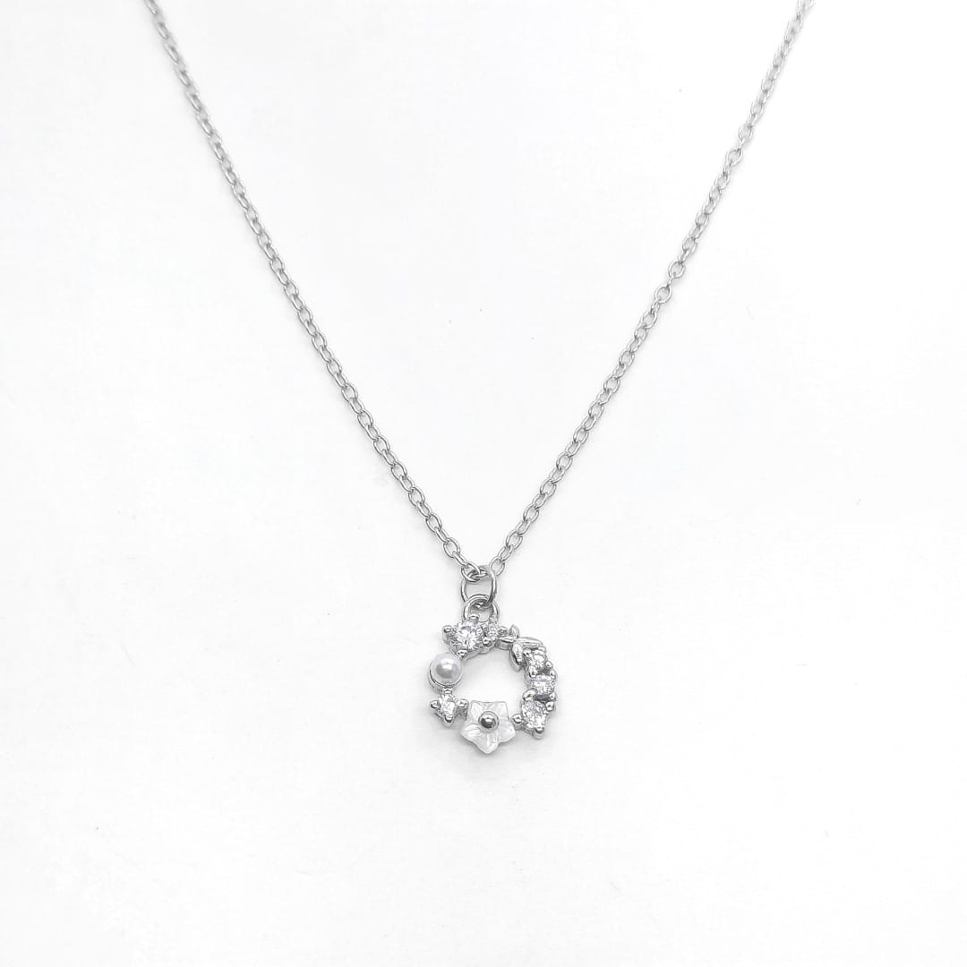 Silber Halskette mit Ring Zirkonia Halsketten KOOMPLIMENTS