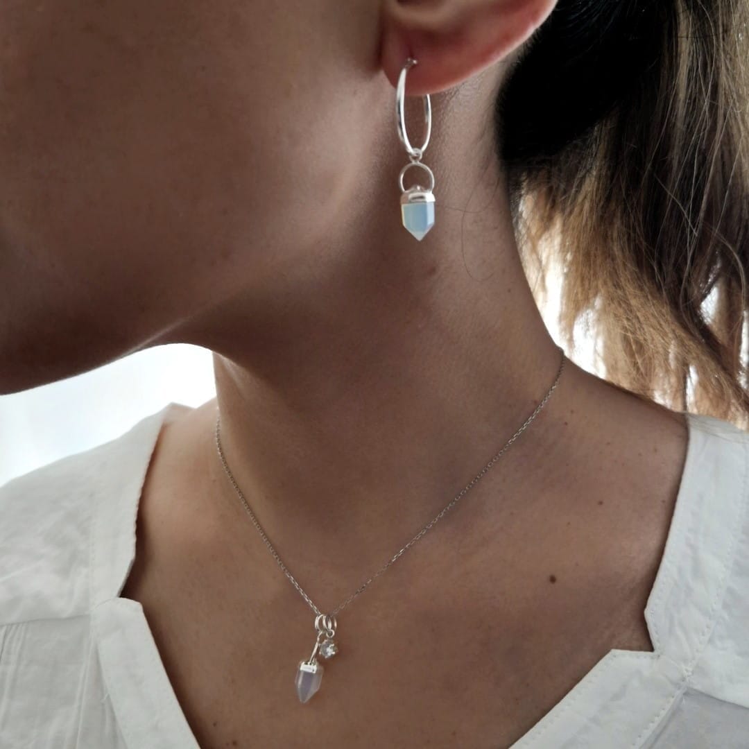 Silber Kette mit Mondsteinpendel Halsketten KOOMPLIMENTS