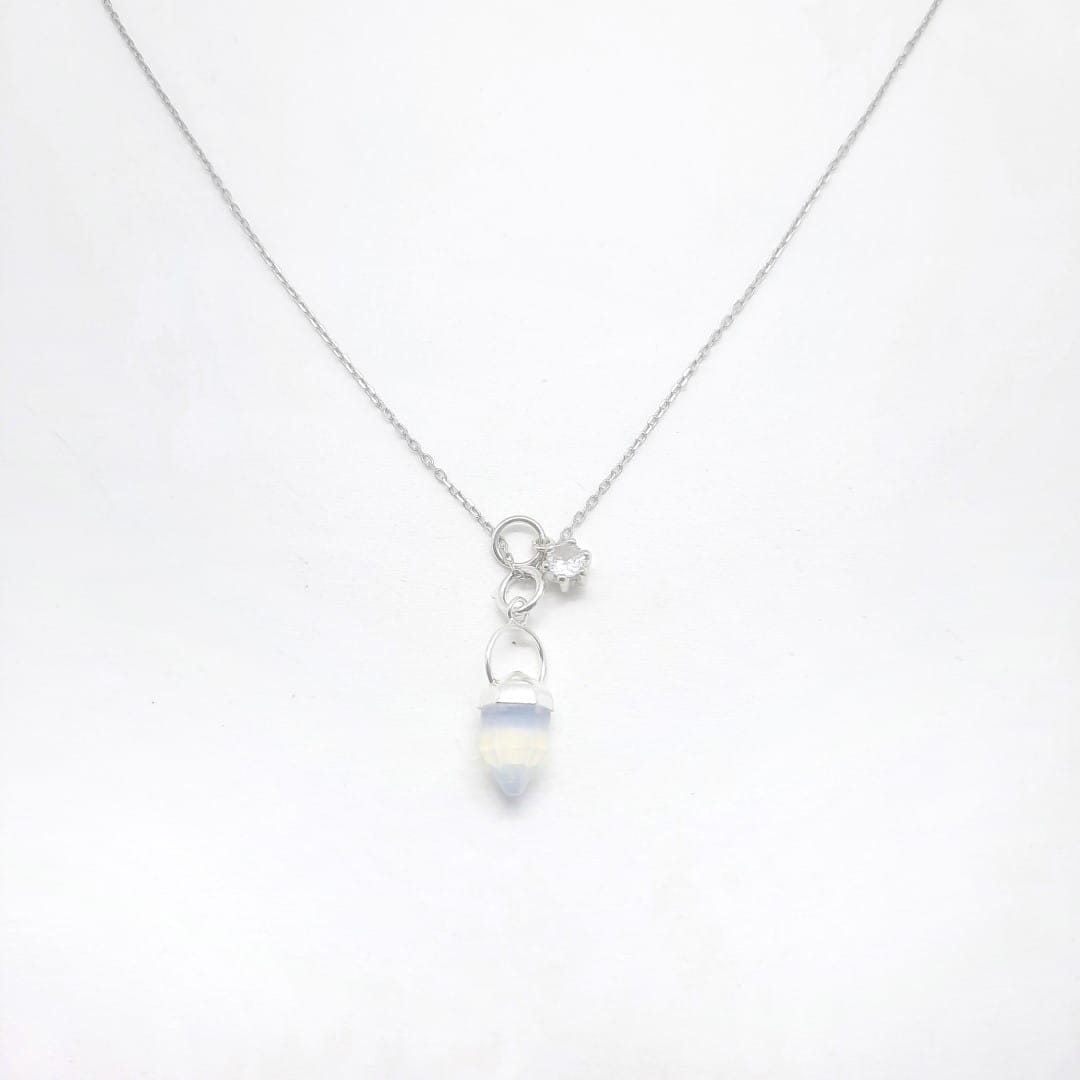 Silber Kette mit Mondsteinpendel Halsketten KOOMPLIMENTS