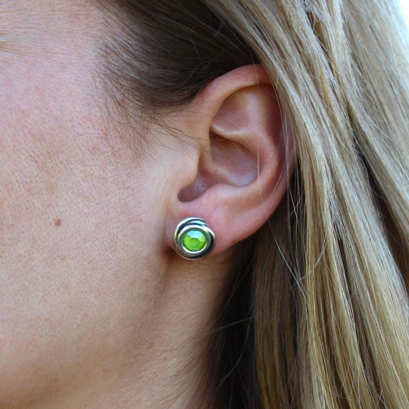 Silber Kristall Ohrstecker - Baby Green Ohrstecker KOOMPLIMENTS