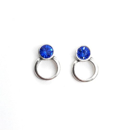 Silber Kristall Ohrstecker mit Ring - Baby Blue Cercle Ohrstecker KOOMPLIMENTS