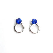 Silber Kristall Ohrstecker mit Ring - Baby Blue Cercle Ohrstecker KOOMPLIMENTS