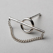 Silber Ohrring mit Kreis und Kette - OBAJU Ohrstecker KOOMPLIMENTS