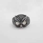 Silber Ring mit Eulenkopf und Mondstein - Eule Ringe KOOMPLIMENTS