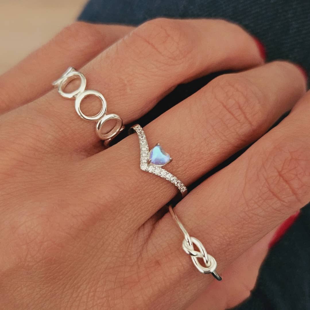 Silber Ring mit Kristallherz Ringe KOOMPLIMENTS