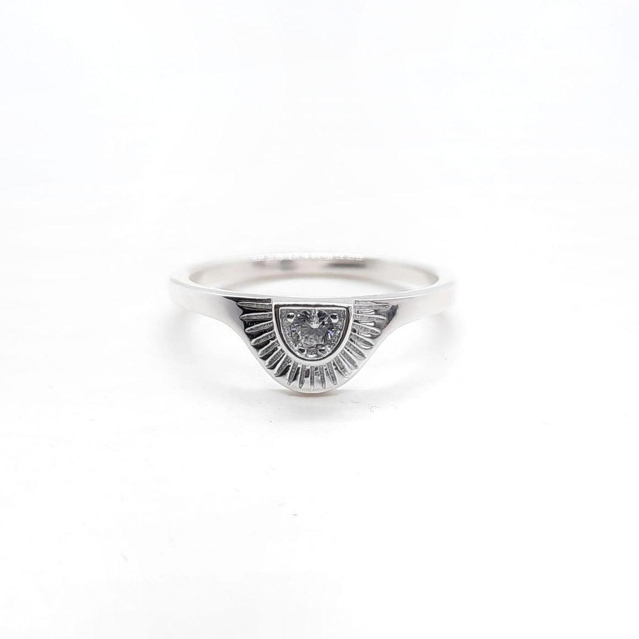 Silber Ring mit Sonnenschliff und mit Zirkonia Ringe KOOMPLIMENTS