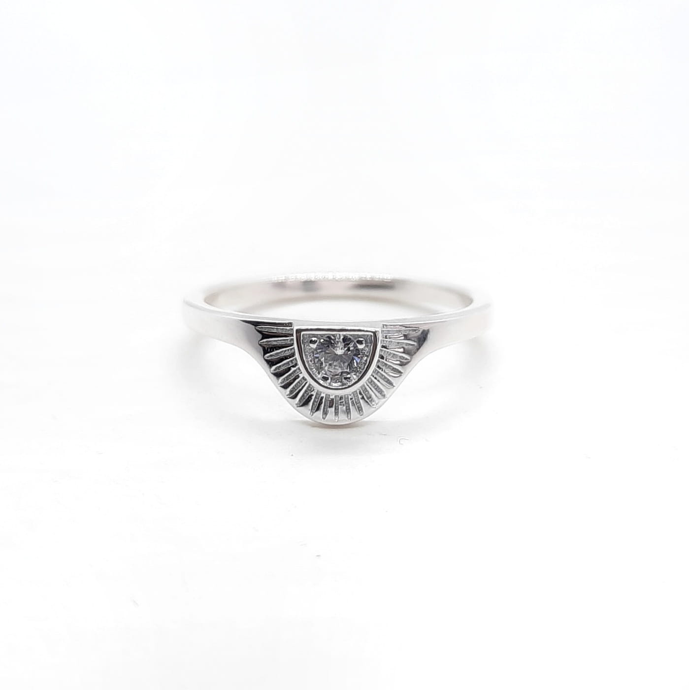 Silber Ring mit Sonnenschliff und mit Zirkonia Ringe KOOMPLIMENTS