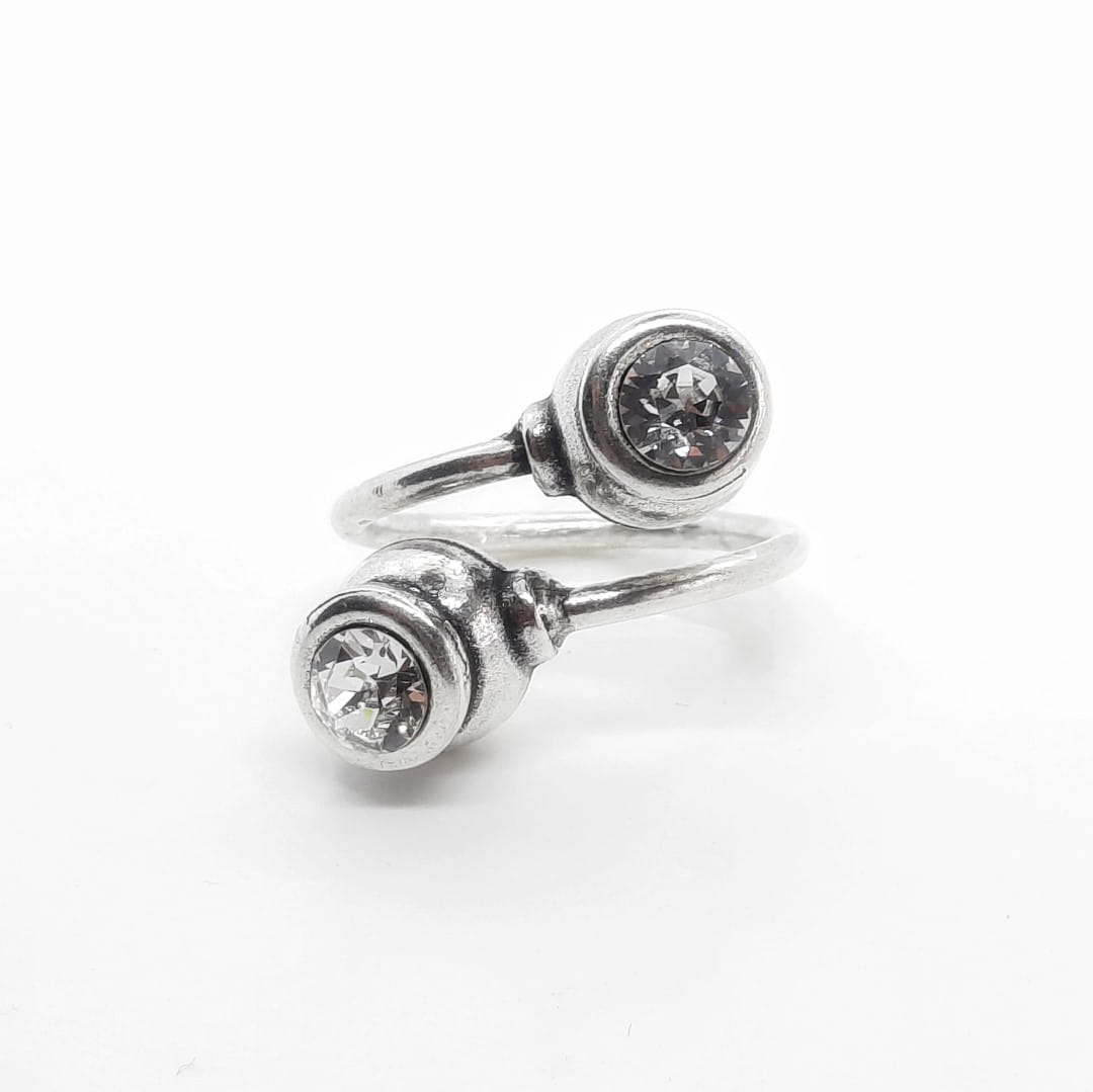 Silber Ring Swarovski Doppel Kugel Ringe KOOMPLIMENTS