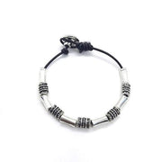 Silber Röhrchen Perlen Lederarmband - Niamey Armband KOOMPLIMENTS