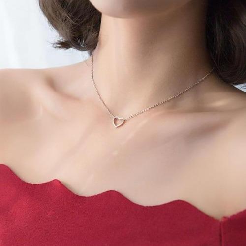 Silberhalskette mit Herz - Eliza Pink Halsketten KOOMPLIMENTS