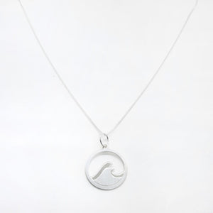 Silver necklace with a round sea wave pendant