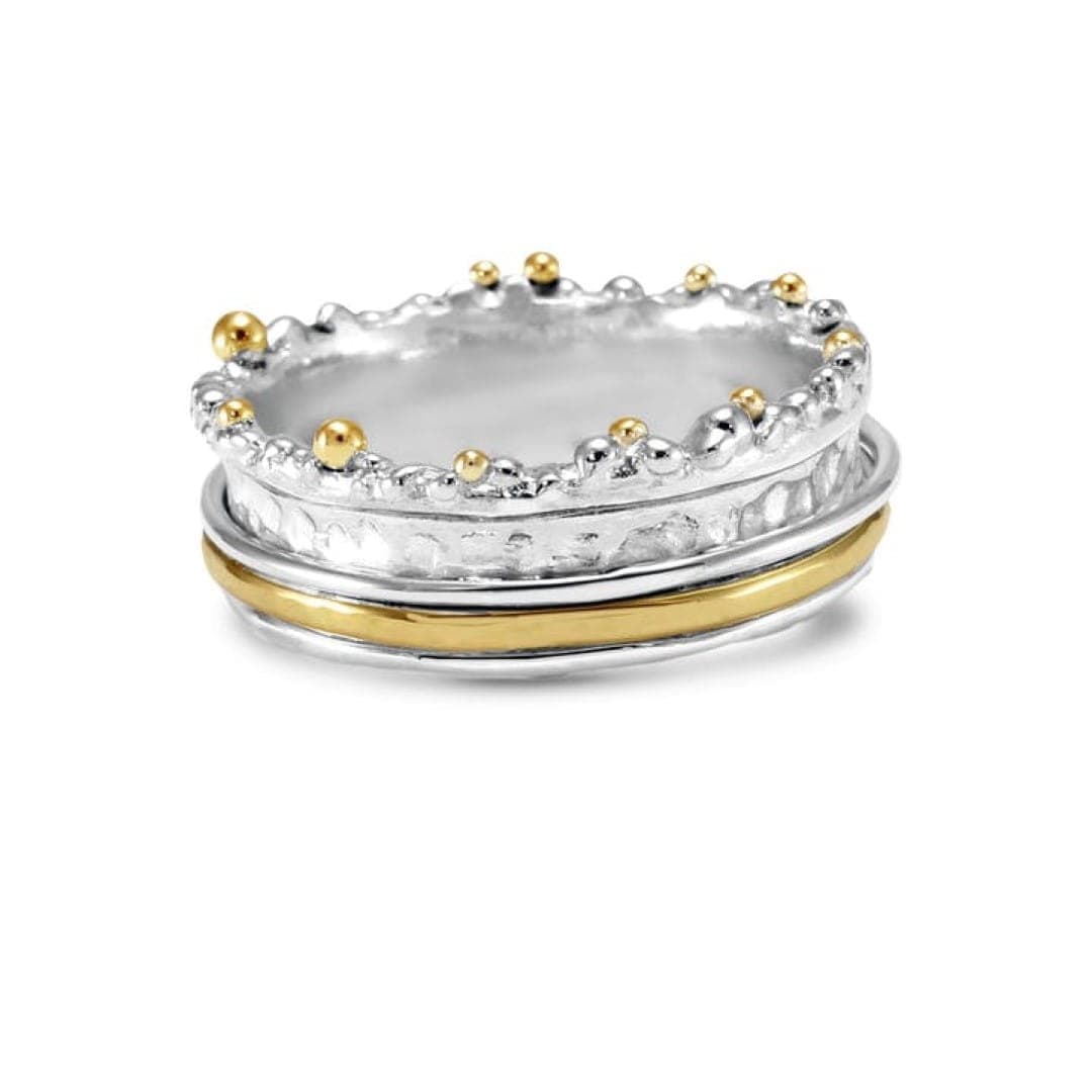 Silberner Kronenring mit goldenen Ringen Ringe KOOMPLIMENTS