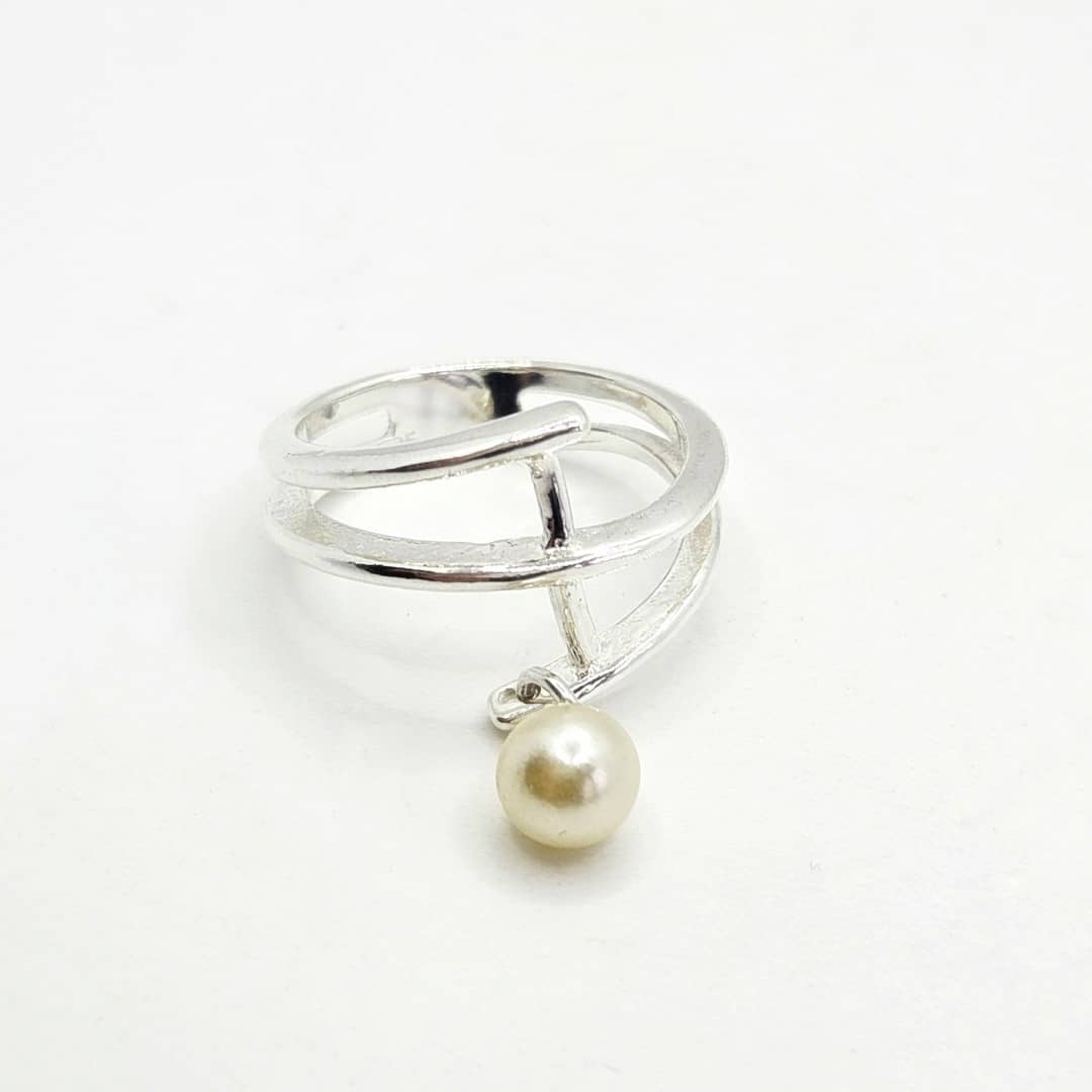 Silberring mit Charm-Anhänger - Perle Ringe KOOMPLIMENTS