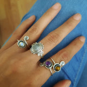 Silberring mit Spirale und Amethyst-Stein - AMETHYST Ringe KOOMPLIMENTS