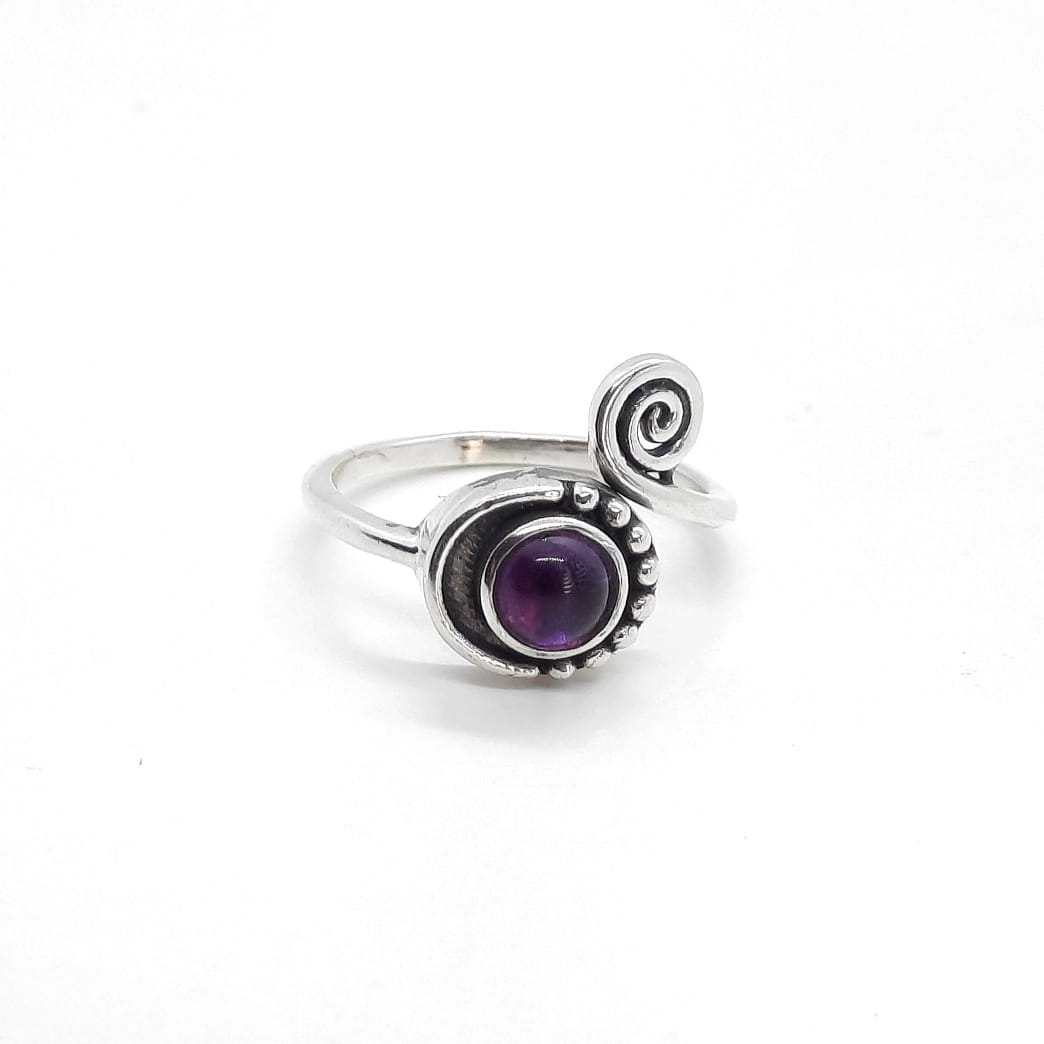 Silberring mit Spirale und Amethyst-Stein - AMETHYST Ringe KOOMPLIMENTS