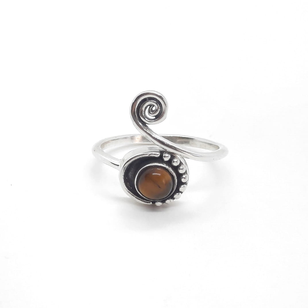 Silberring mit Spirale und Tigerauge-Stein - Tiger Eye Ringe KOOMPLIMENTS