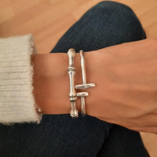 Starre verstellbare Manschette - Bambus Armband KOOMPLIMENTS