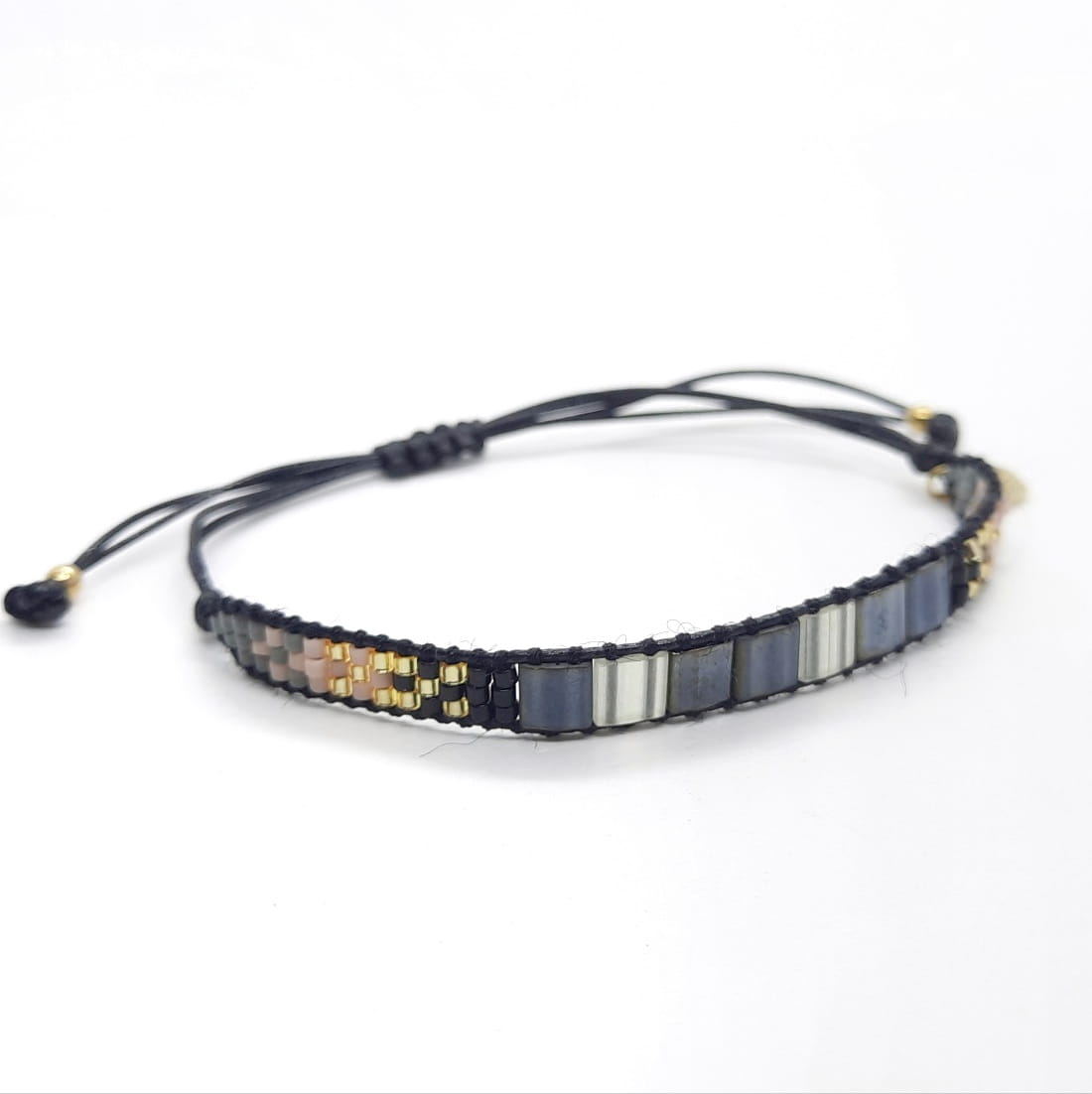 Strand-Armband mit bunten Perlen - TILA Armband KOOMPLIMENTS bis 20 cm Lila / Grau 