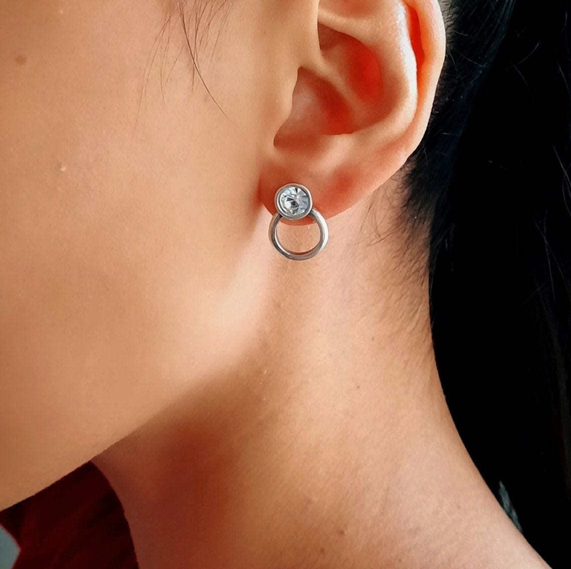 Swarovski Kristall Ohrstecker mit Ring - Shine White Cercle Ohrstecker KOOMPLIMENTS